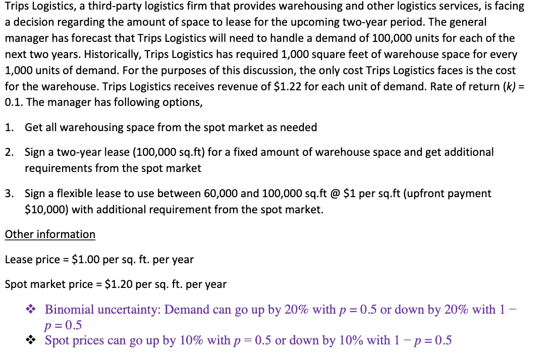  Trips Logistics, a third-party logistics firm that provides warehousing and other