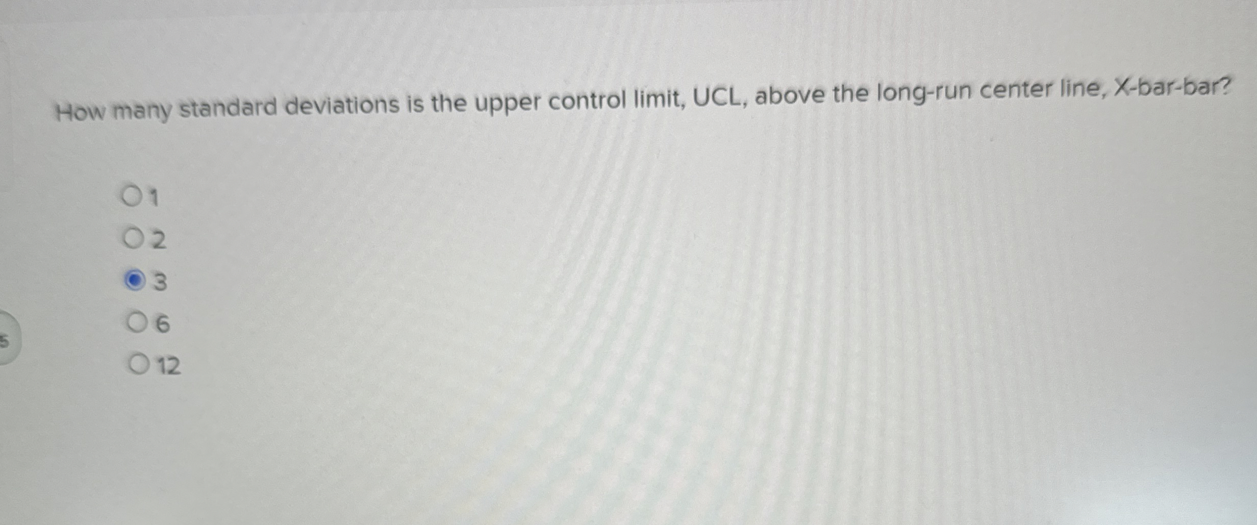  How many standard deviations is the upper control limit, UCL, above