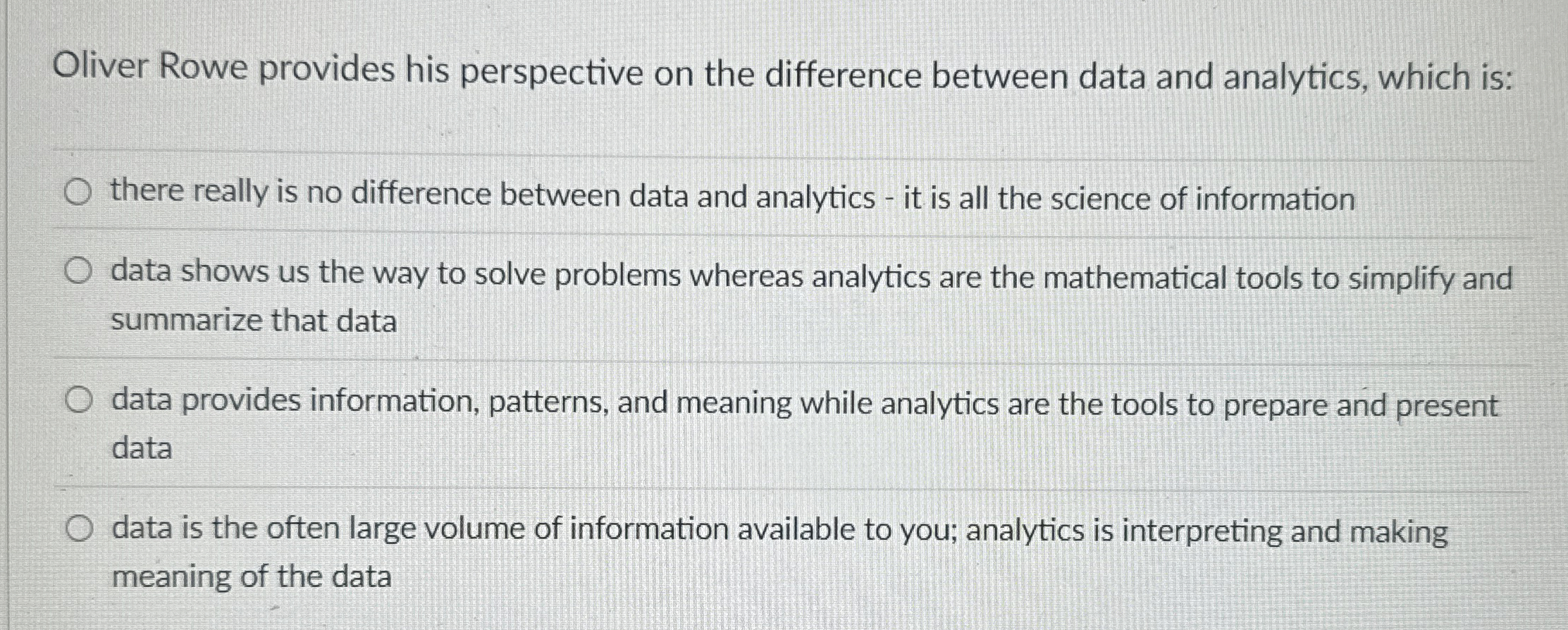  Oliver Rowe provides his perspective on the difference between data and