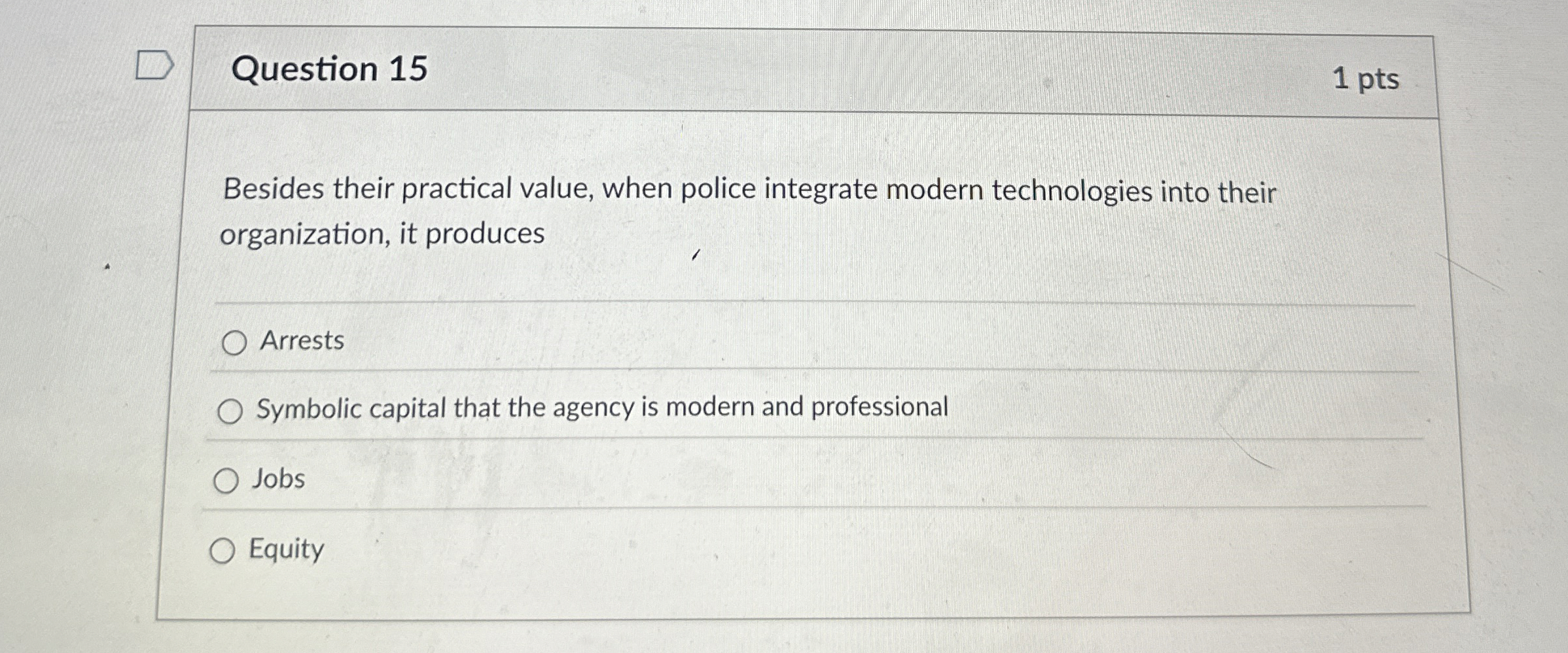  Question 15 Besides their practical value, when police integrate modern technologies