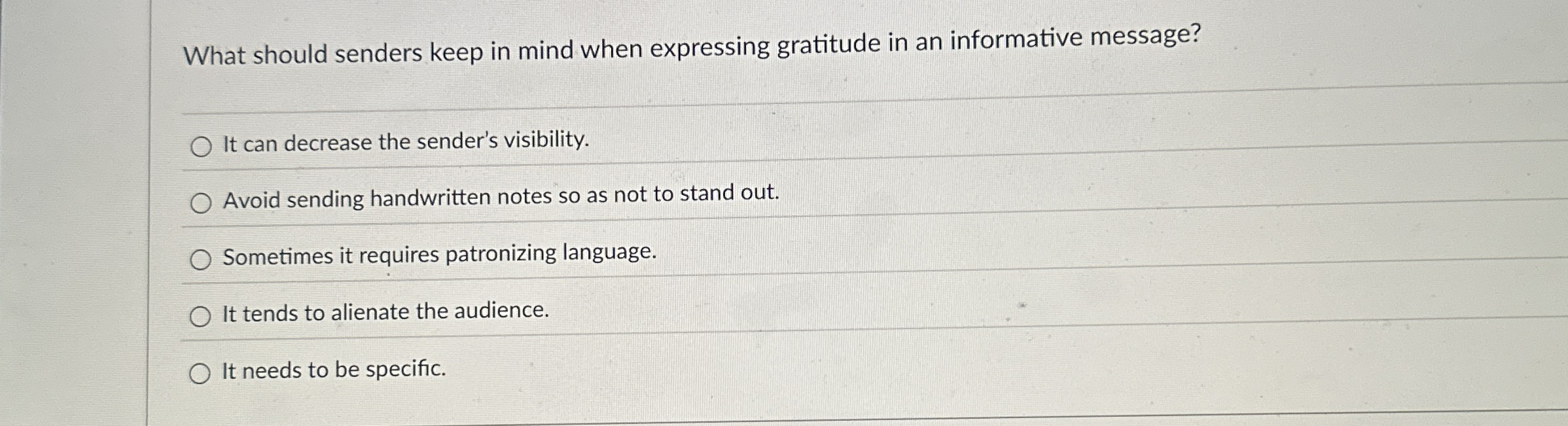  What should senders keep in mind when expressing gratitude in an