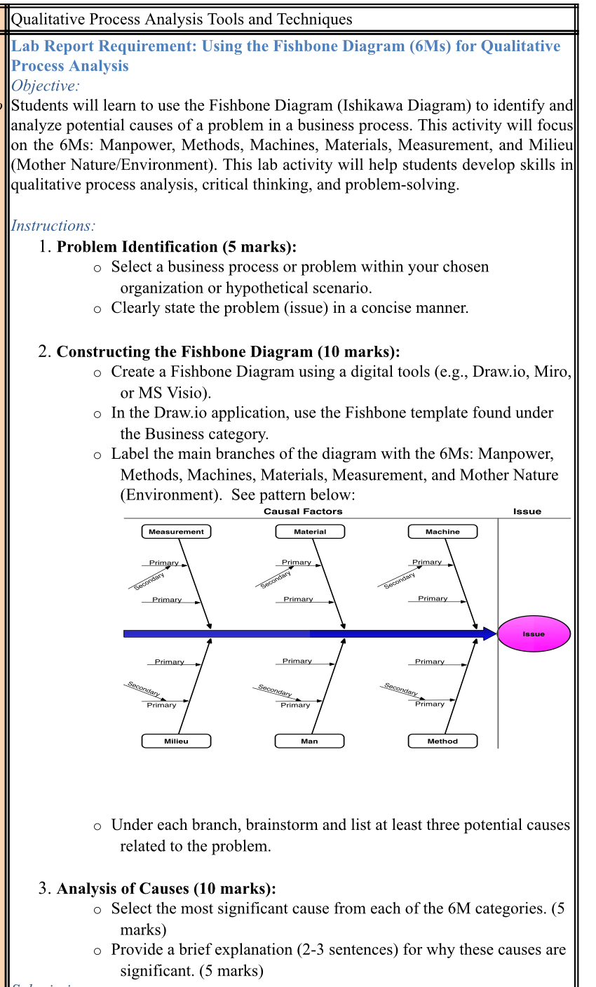  Qualitative Process Analysis Tools and Techniques Lab Report Requirement: Using the