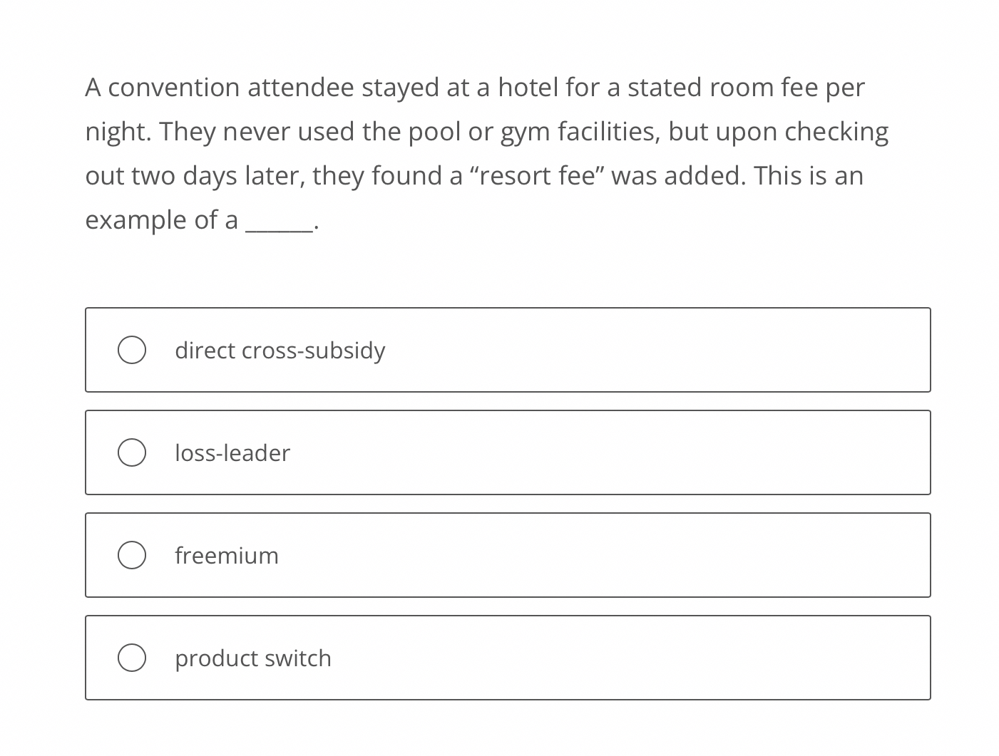  A convention attendee stayed at a hotel for a stated room