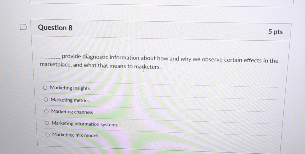  Question 8 provide diagnostic information about how and why we observe