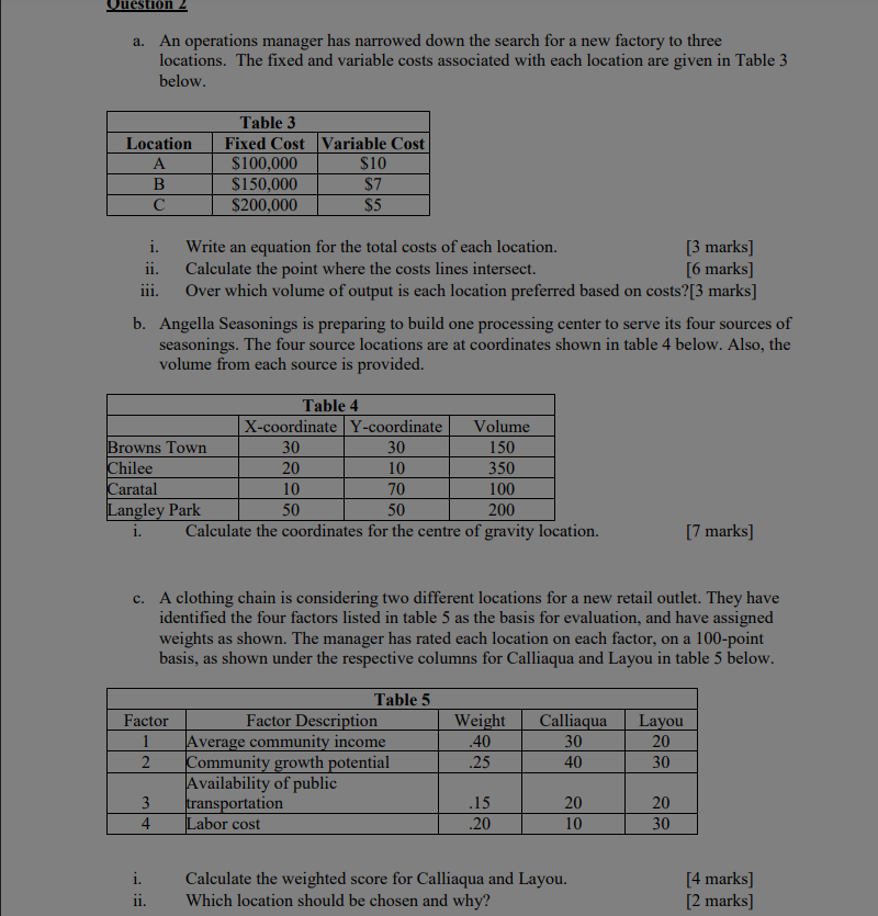  a. An operations manager has narrowed down the search for a