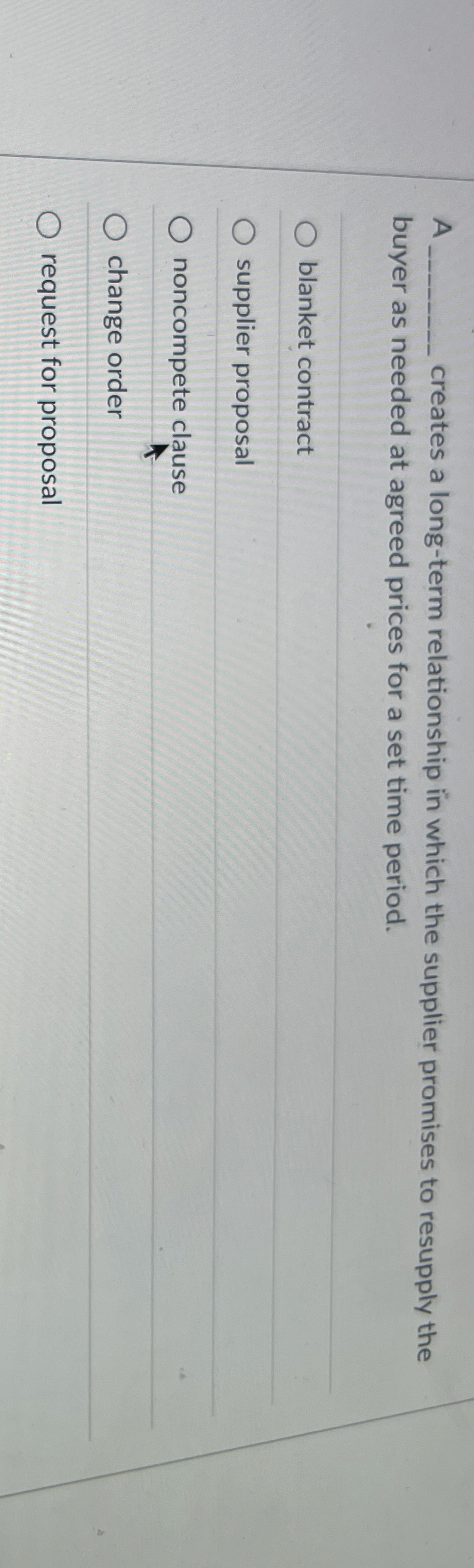  A q, creates a long-term relationship in which the supplier promises
