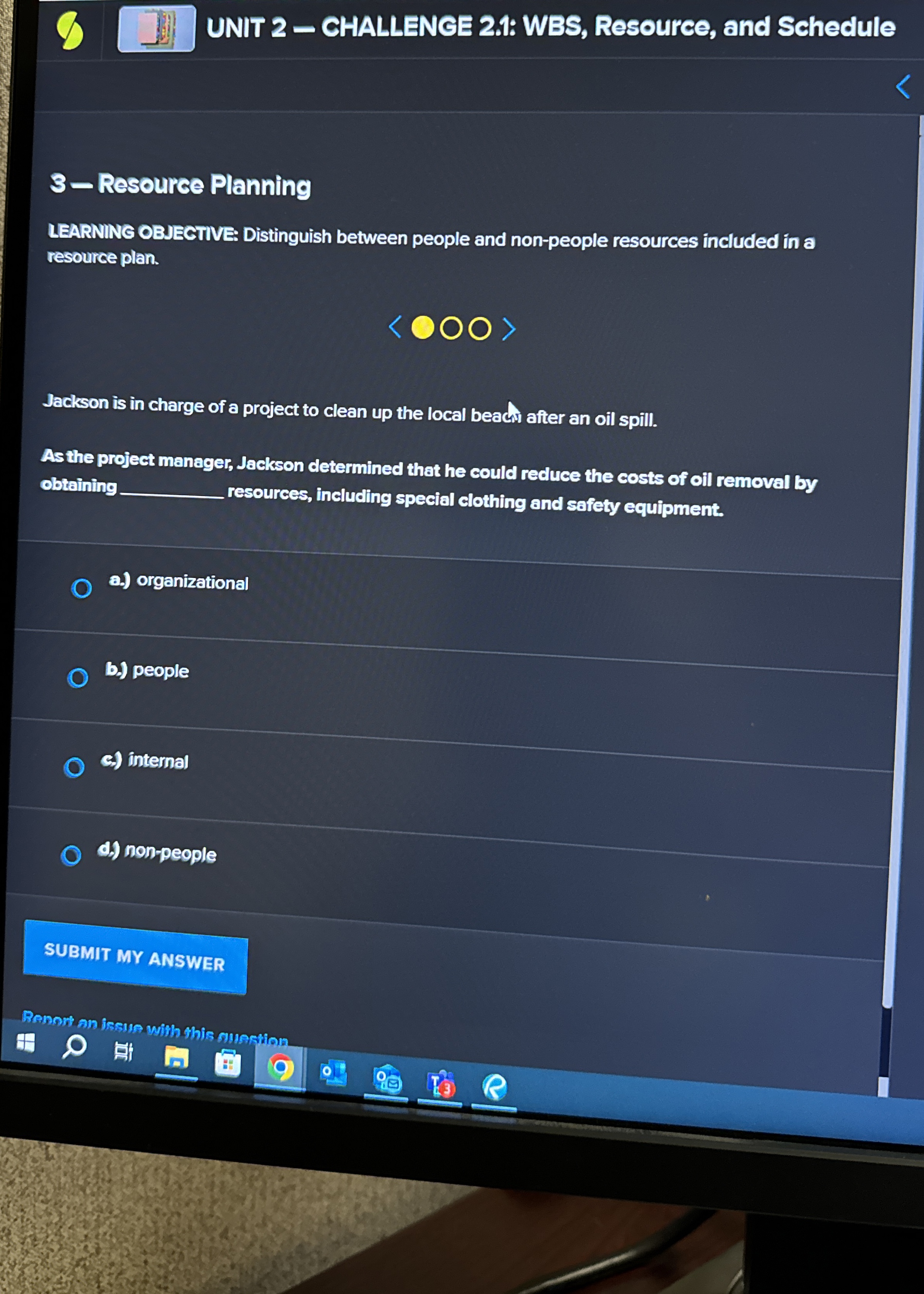  8(D) UNIT 2- CHALLENGE 21: WBS, Resource, and Schedule 3-Resource Planning