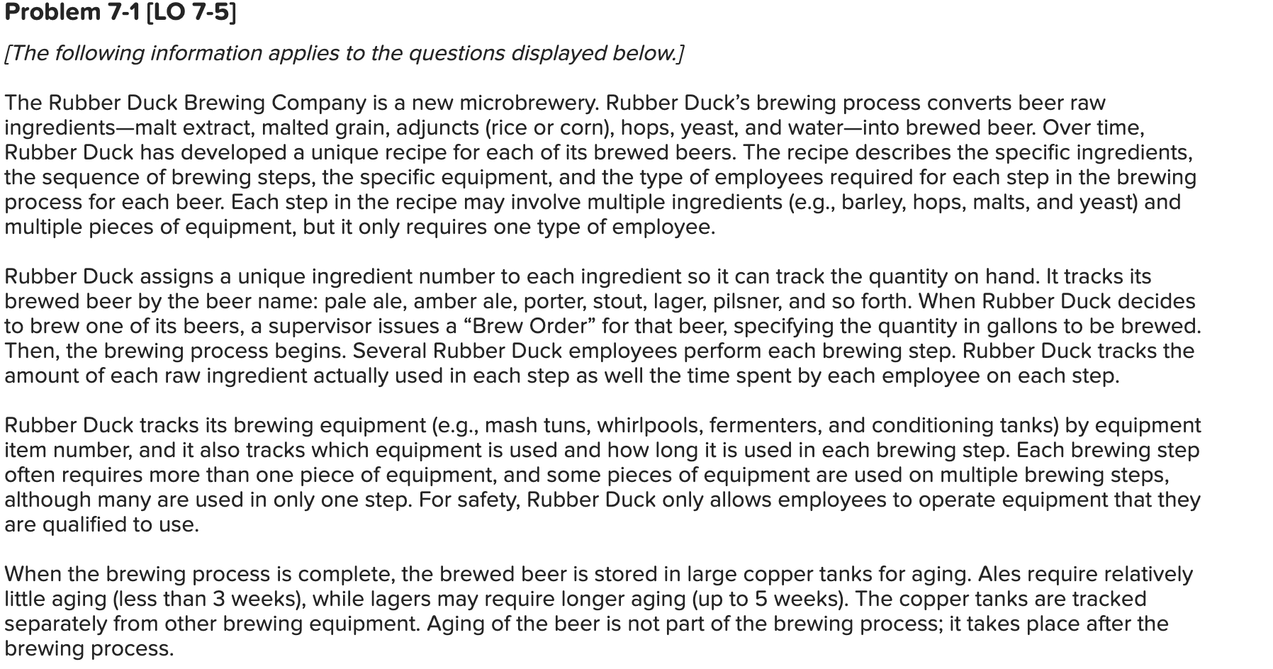  Problem 7-1[LO 7-5] [The following information applies to the questions displayed