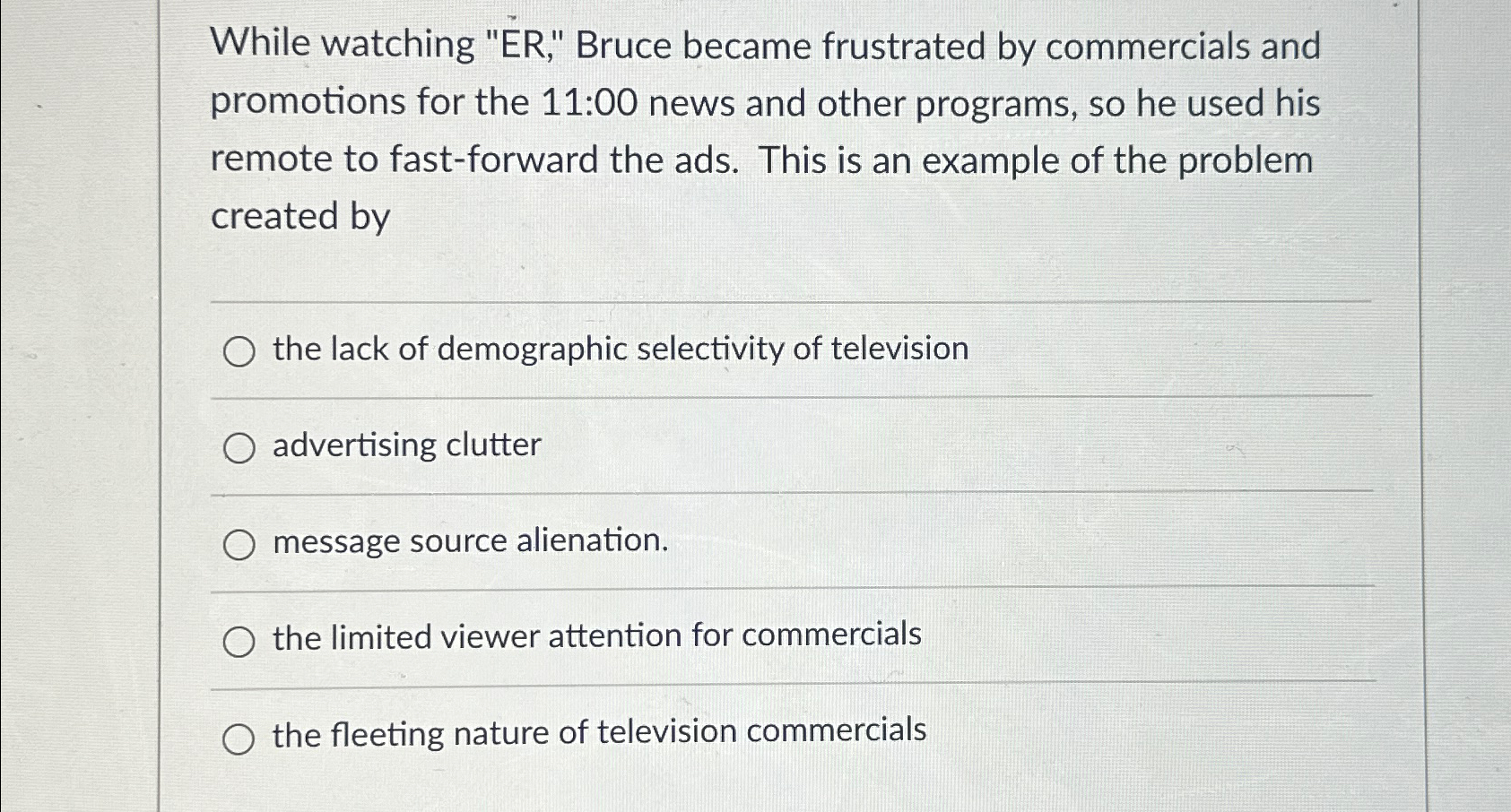  While watching "ER," Bruce became frustrated by commercials and promotions for