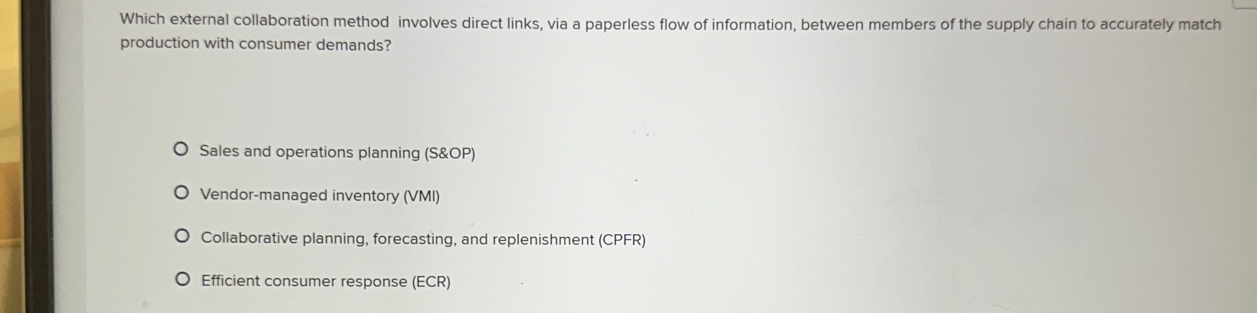  Which external collaboration method involves direct links, via a paperless flow