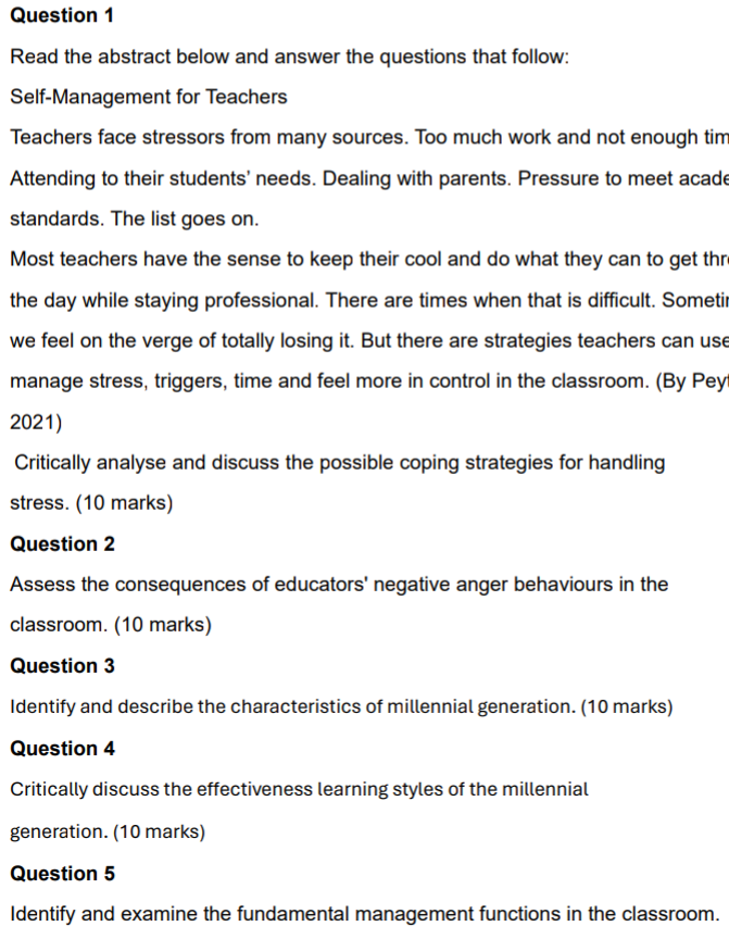  Question 1 Read the abstract below and answer the questions that