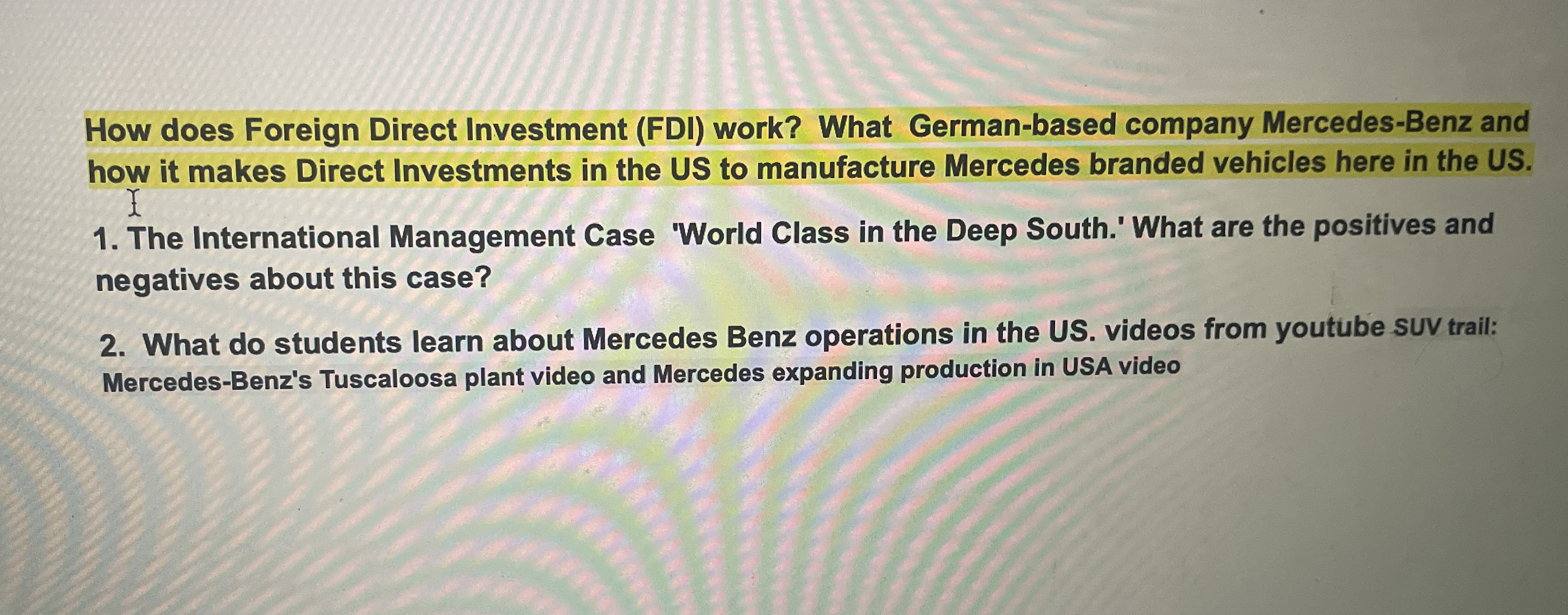  How does Foreign Direct Investment (FDI) work? What German-based company Mercedes-Benz