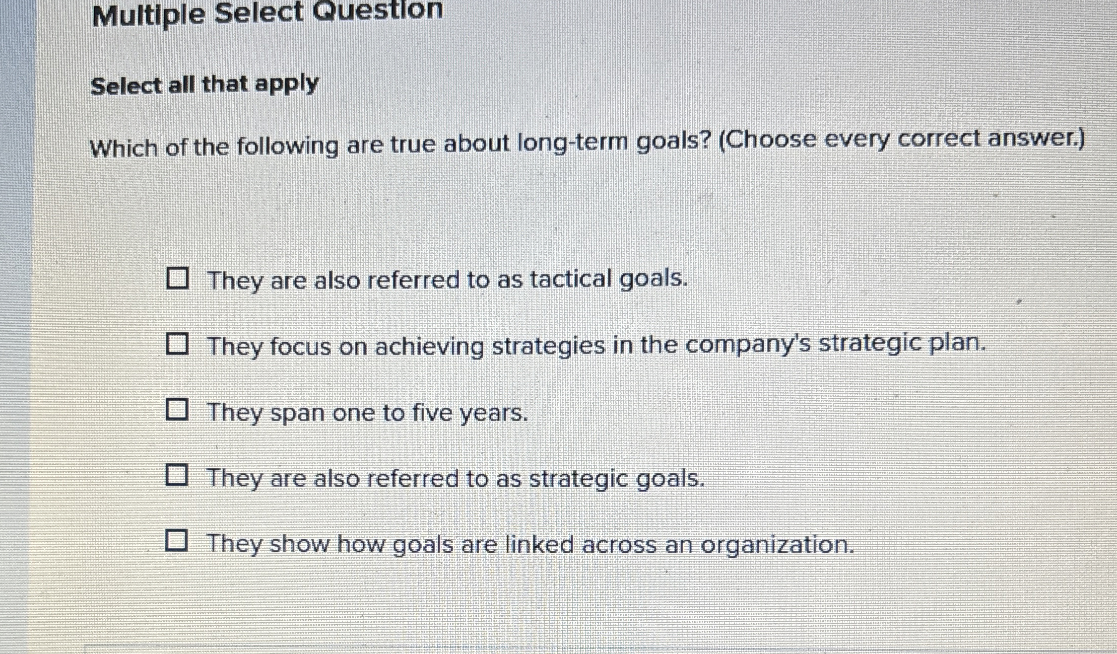  Multiple Select Question Select all that apply Which of the following