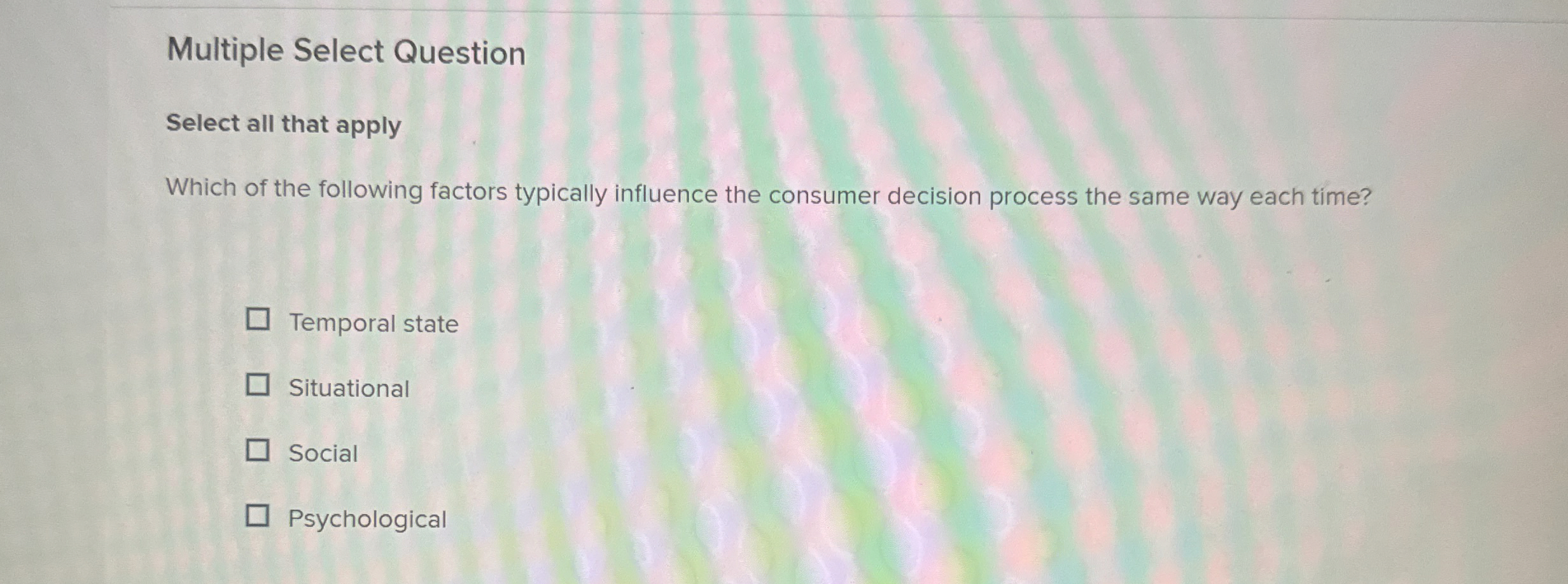  Multiple Select Question Select all that apply Which of the following