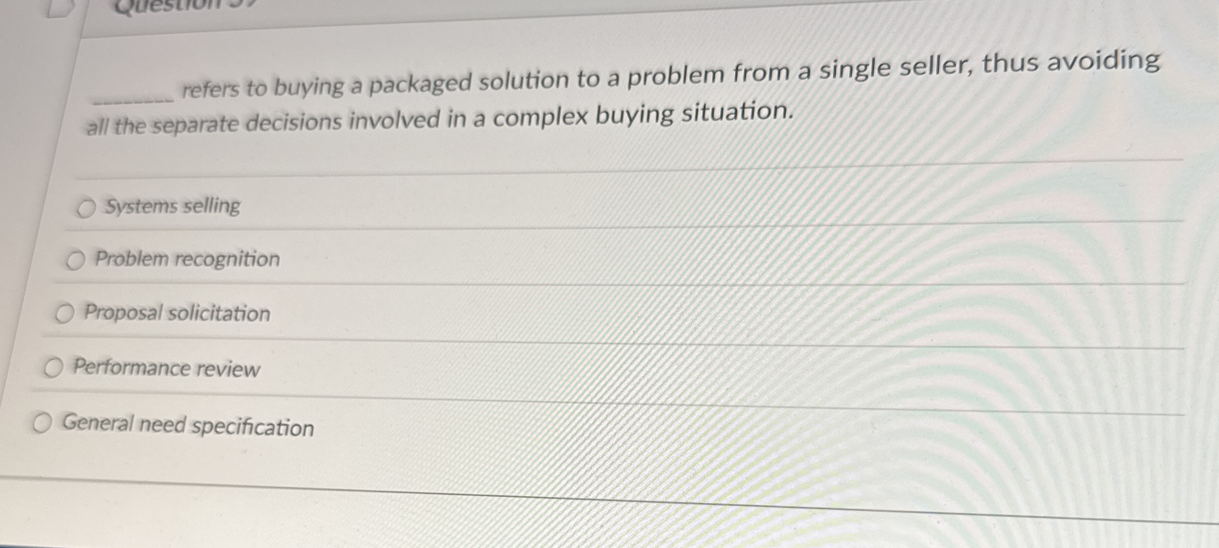  refers to buying a packaged solution to a problem from a