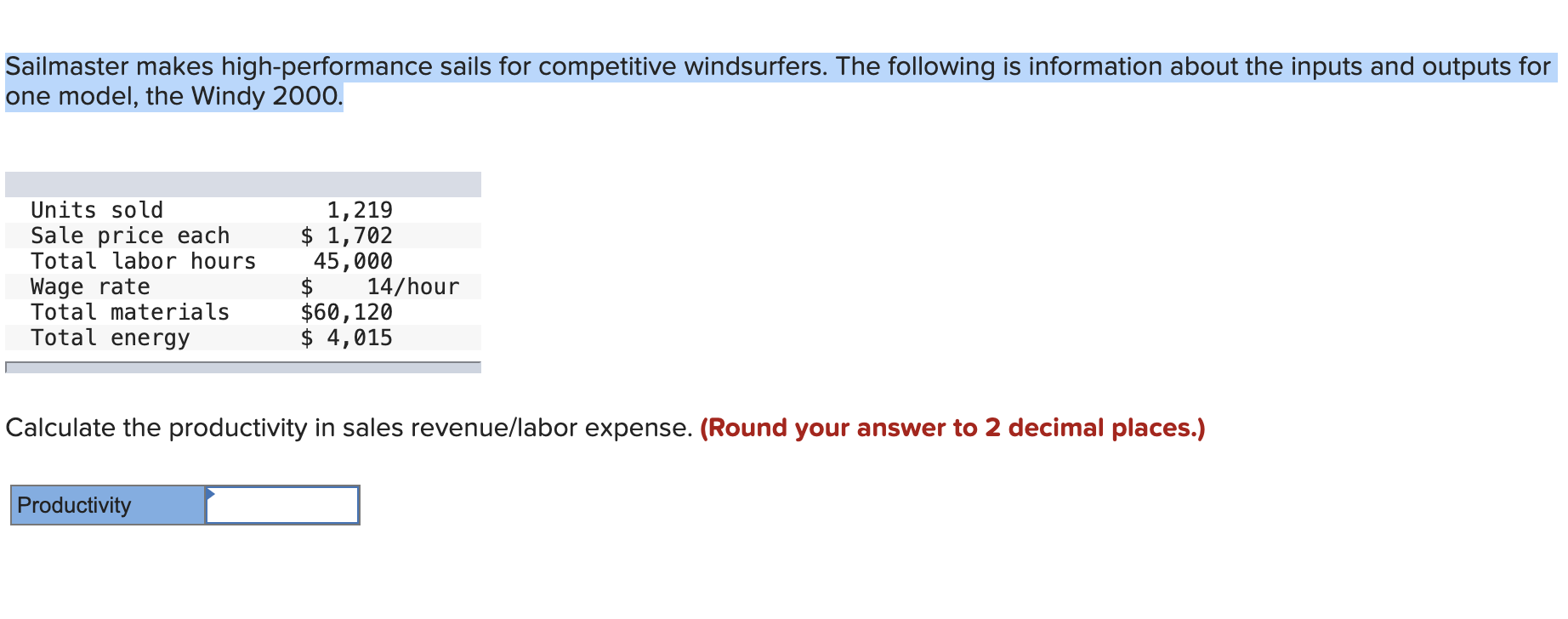  Sailmaster makes high-performance sails for competitive windsurfers. The following is information