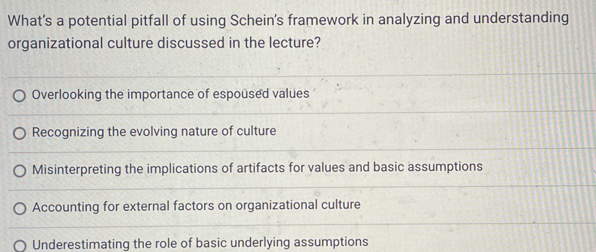  What's a potential pitfall of using Schein's framework in analyzing and