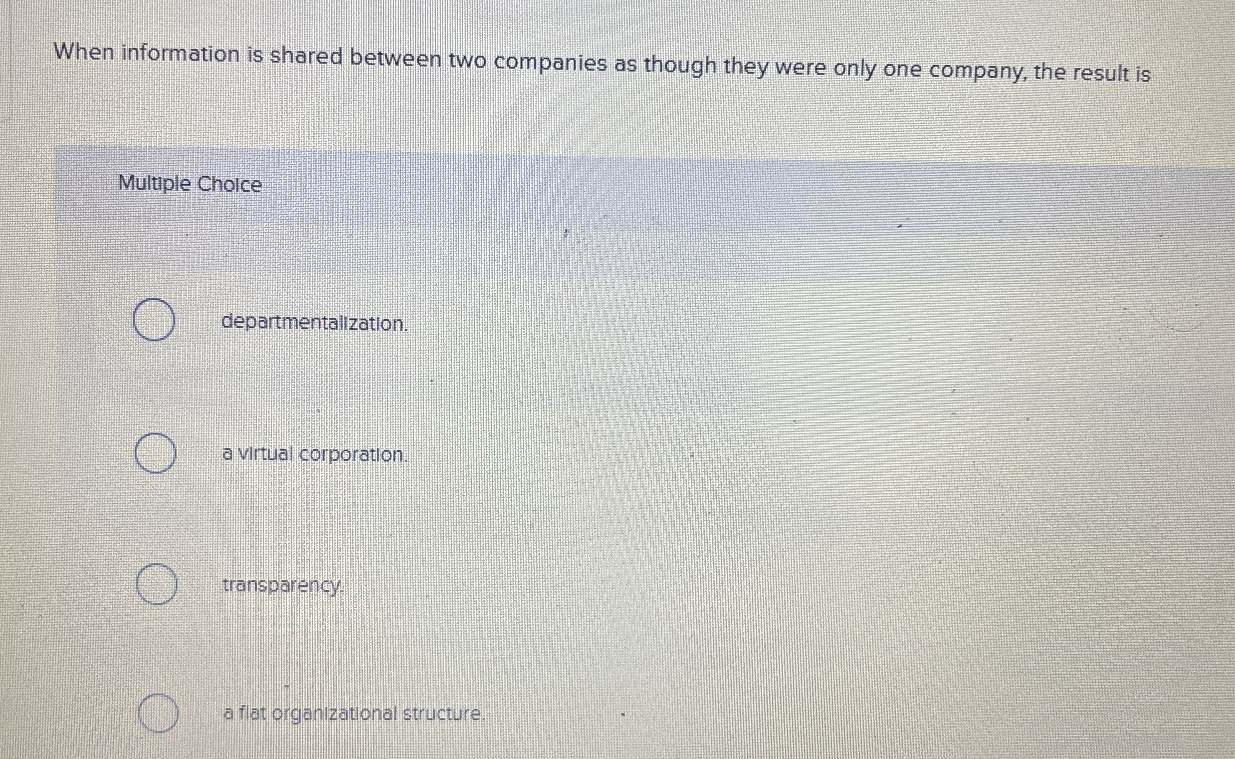  When information is shared between two companies as though they were