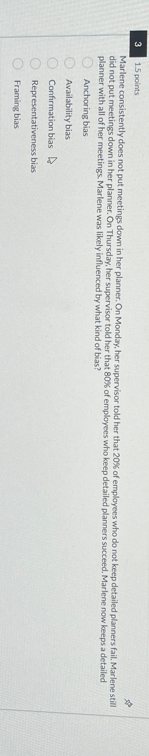  31.5 points Marlene consistently does not put meetings down in her