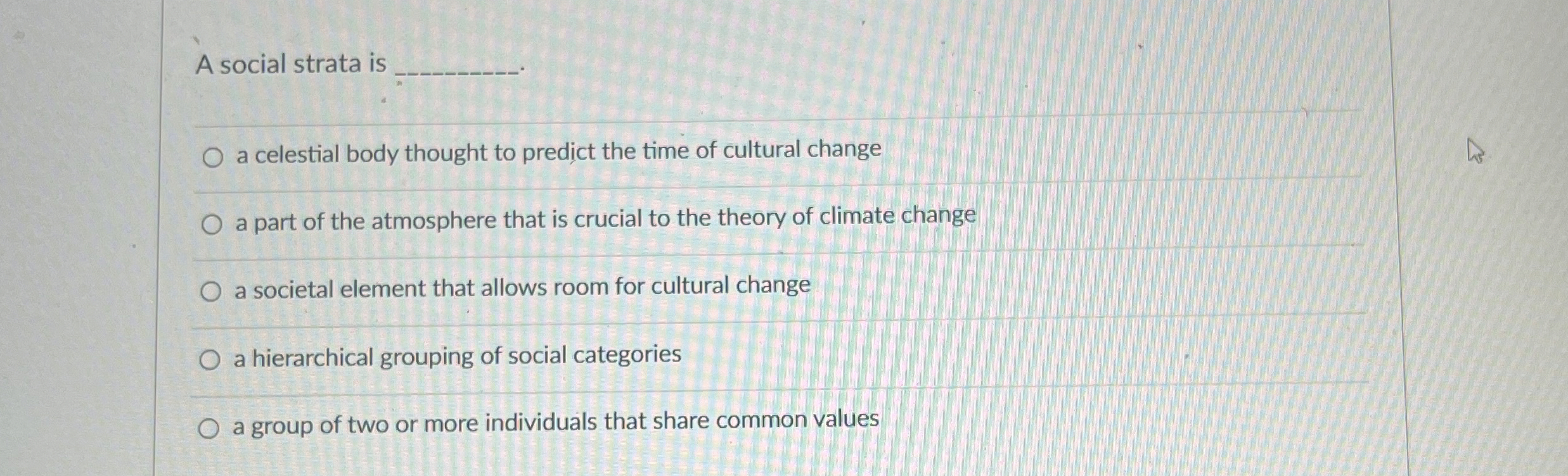  A social strata is a celestial body thought to predict the