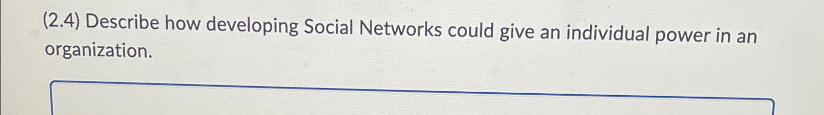  (2.4) Describe how developing Social Networks could give an individual power