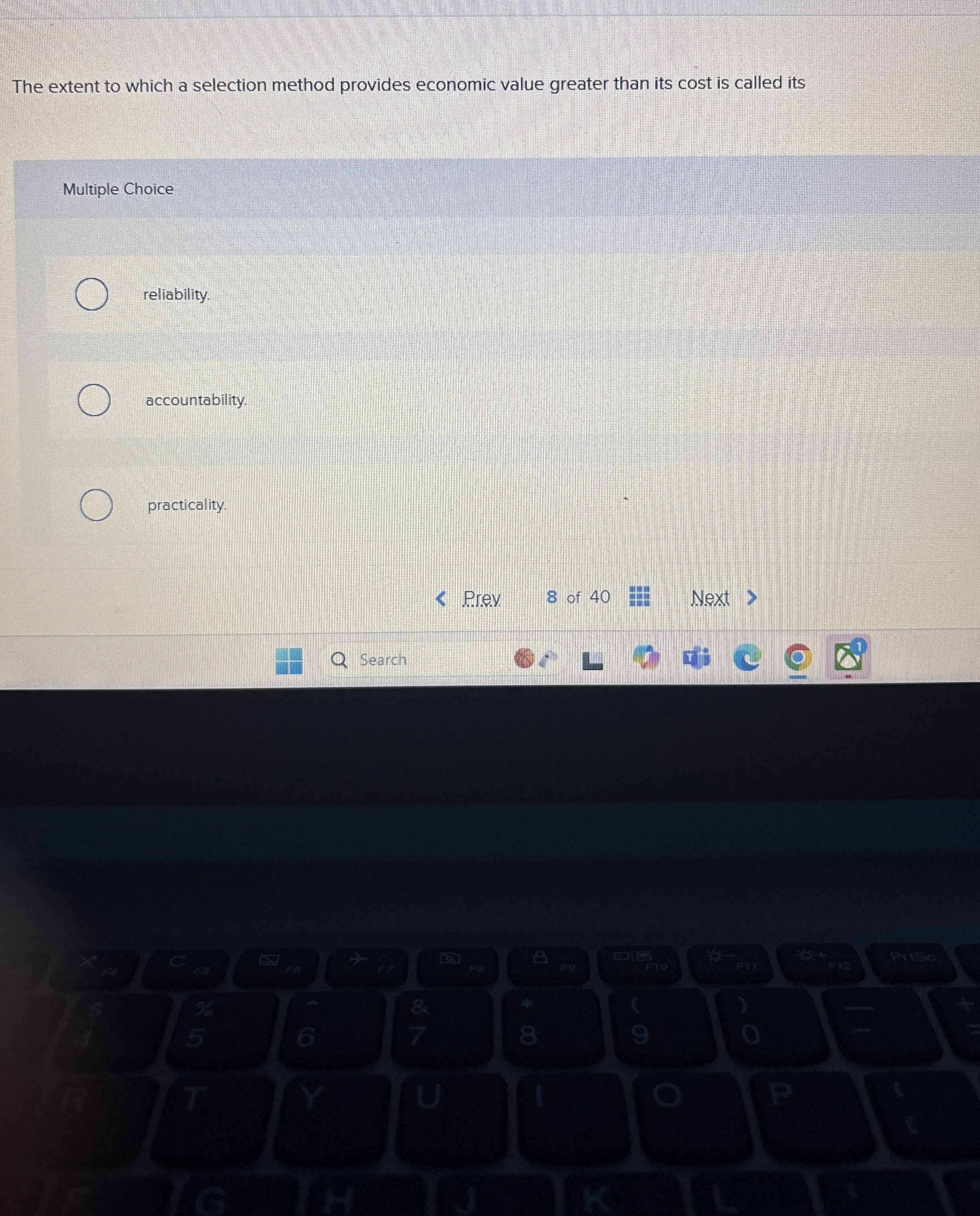  The extent to which a selection method provides economic value greater