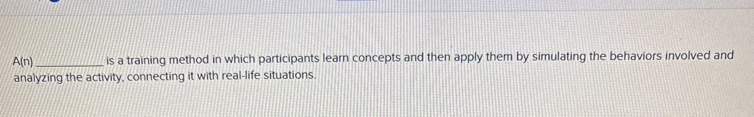  Alt is a training method in which participants learn concepts and