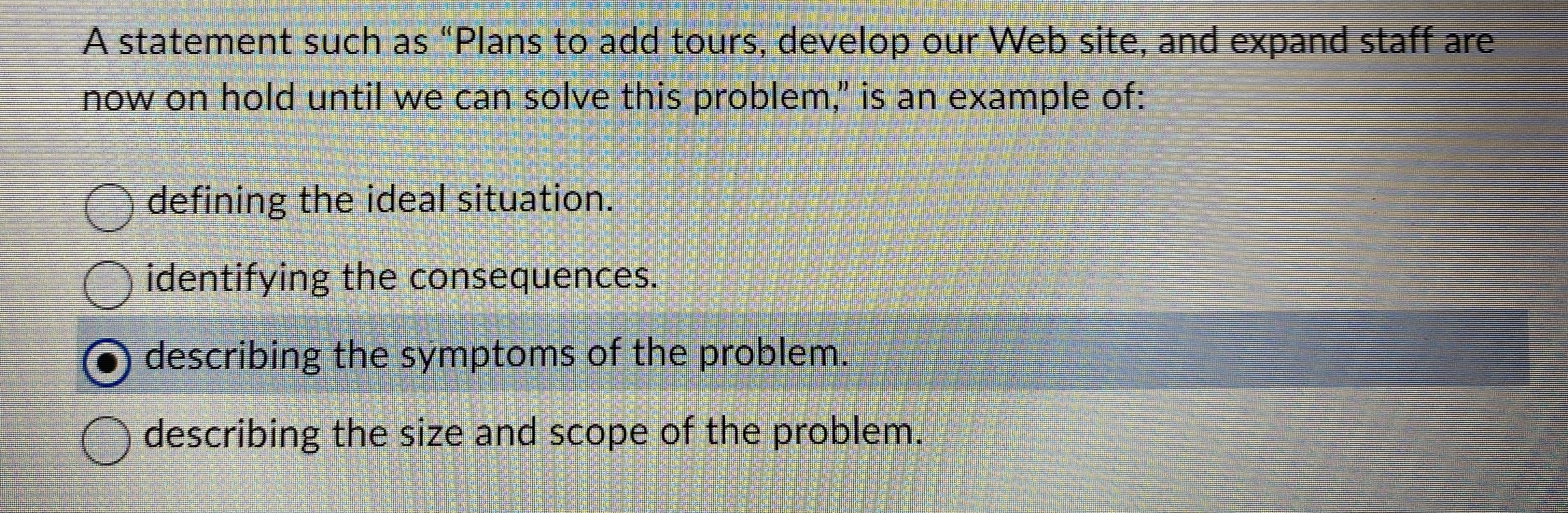  A statement such as "Plans to add tours, develop our Web