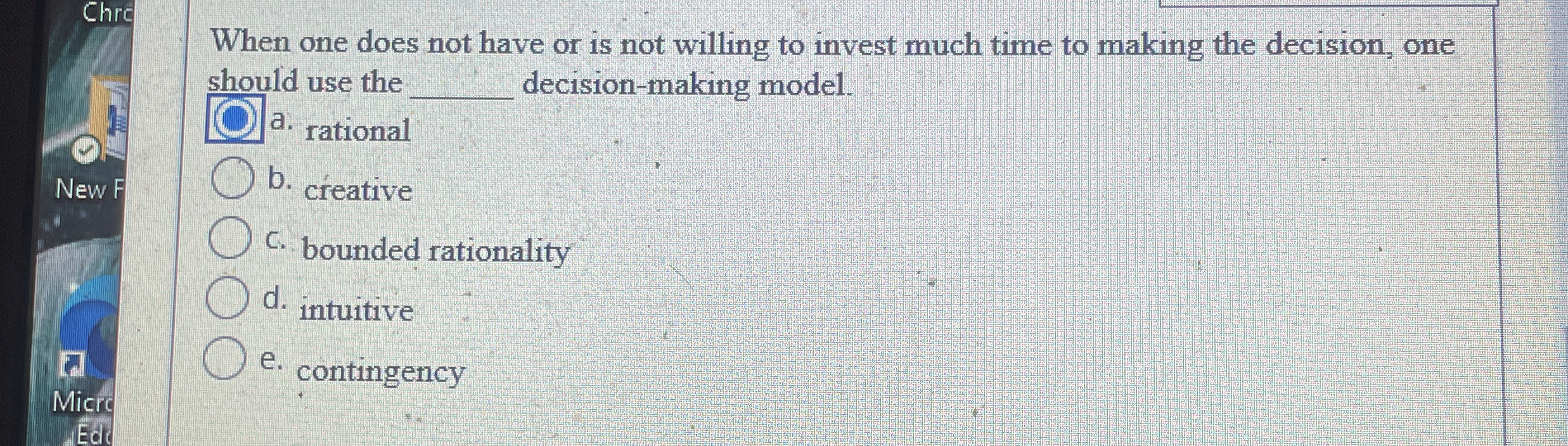  Chrc When one does not have or is not willing to