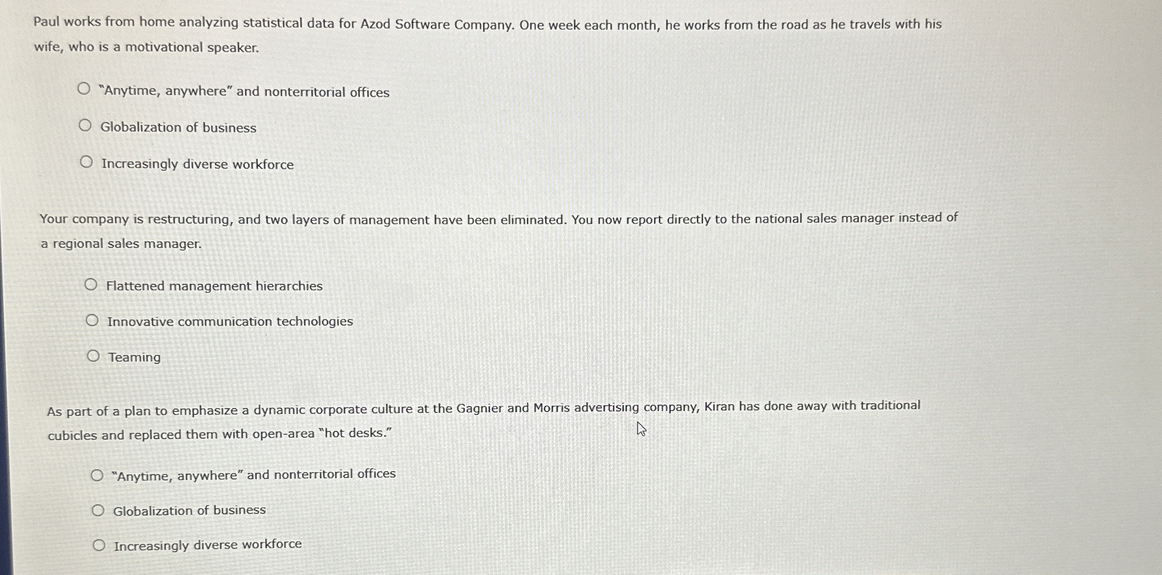  Paul works from home analyzing statistical data for Azod Software Company.