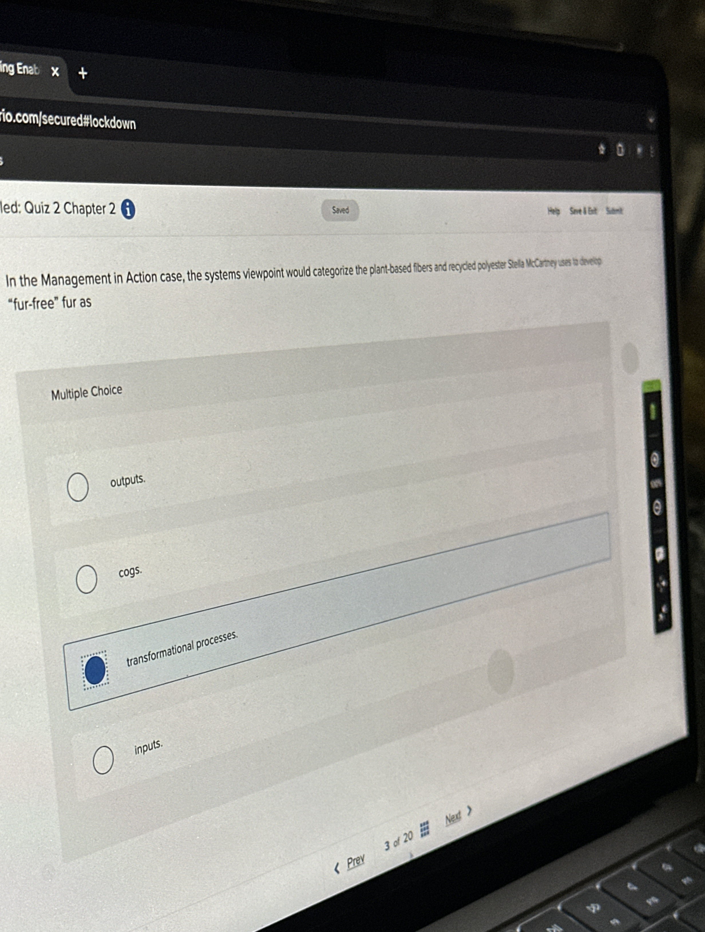  In the Management in Action case, the systems viewpoint would categorize