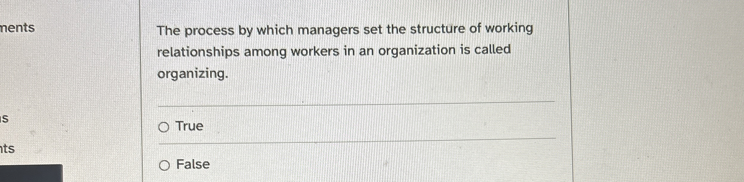  The process by which managers set the structure of working relationships
