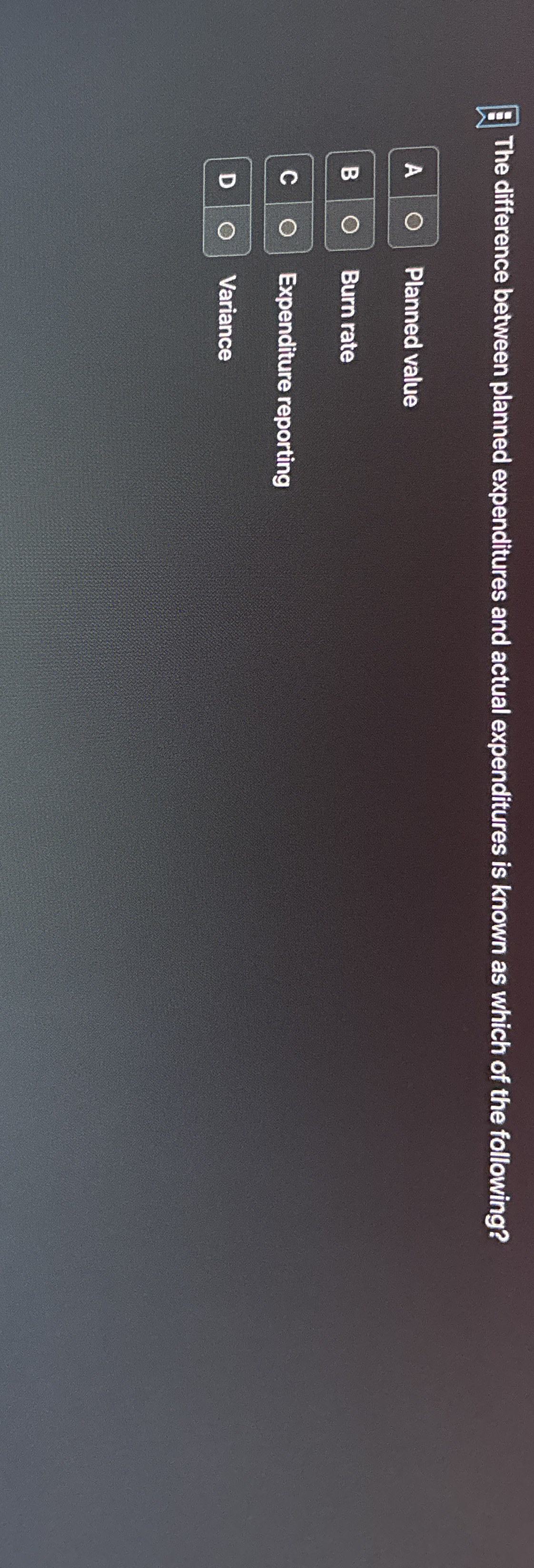  The difference between planned expenditures and actual expenditures is known as