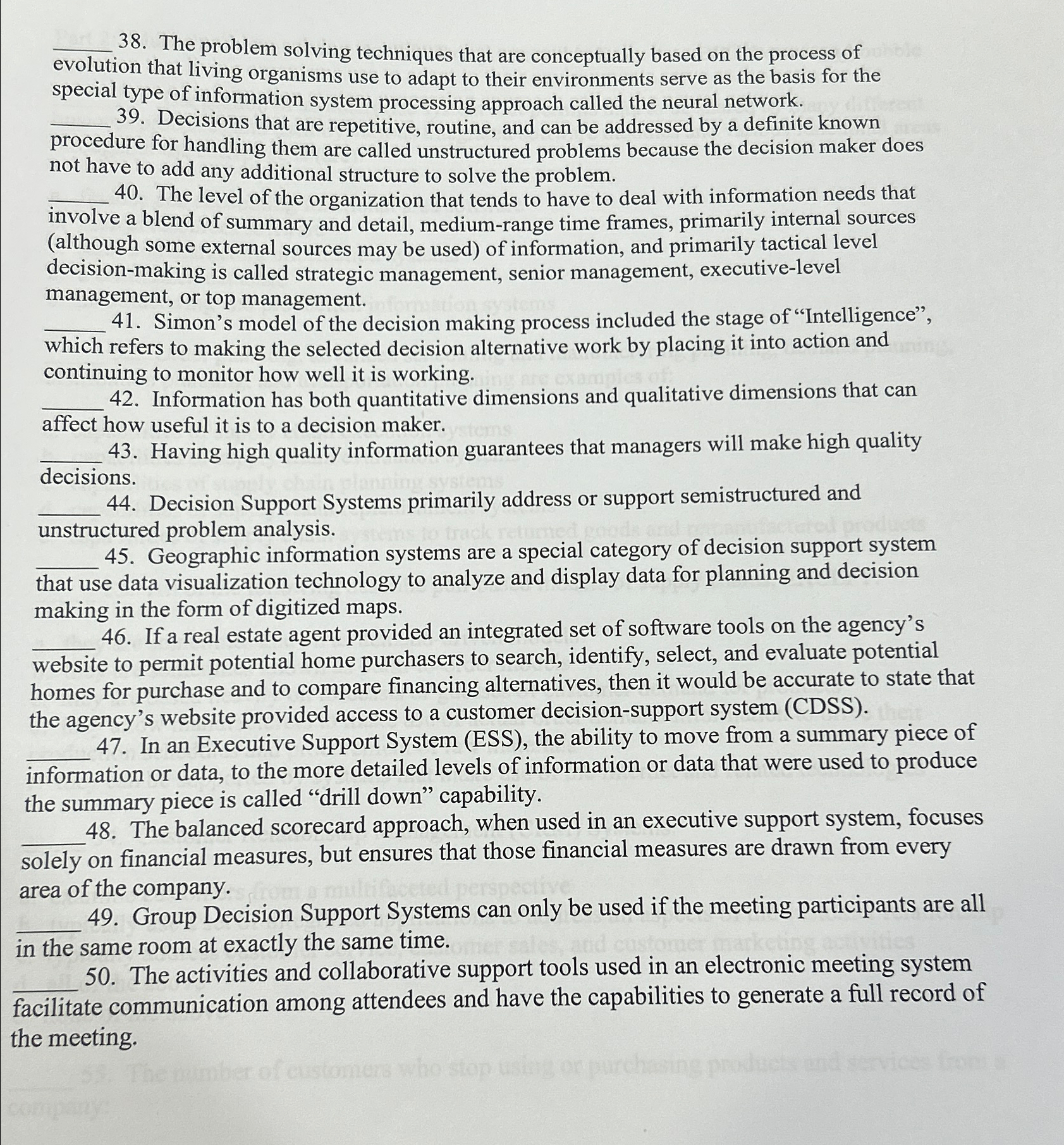  The problem solving techniques that are conceptually based on the process