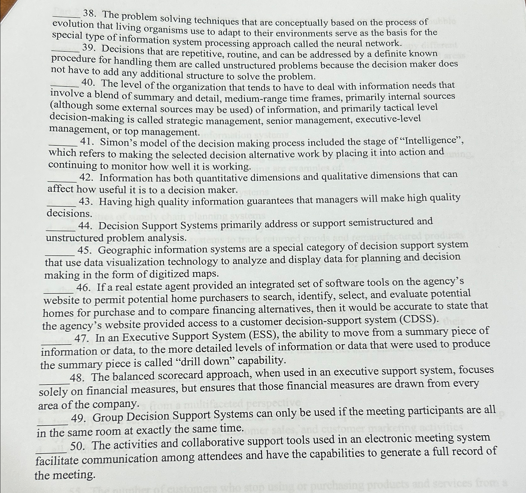  The problem solving techniques that are conceptually based on the process