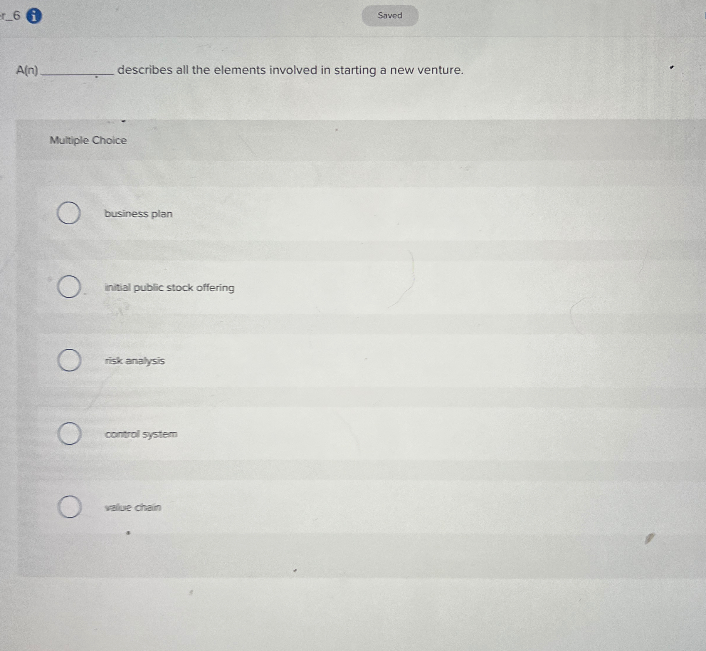  r_6 A(n) describes all the elements involved in starting a new