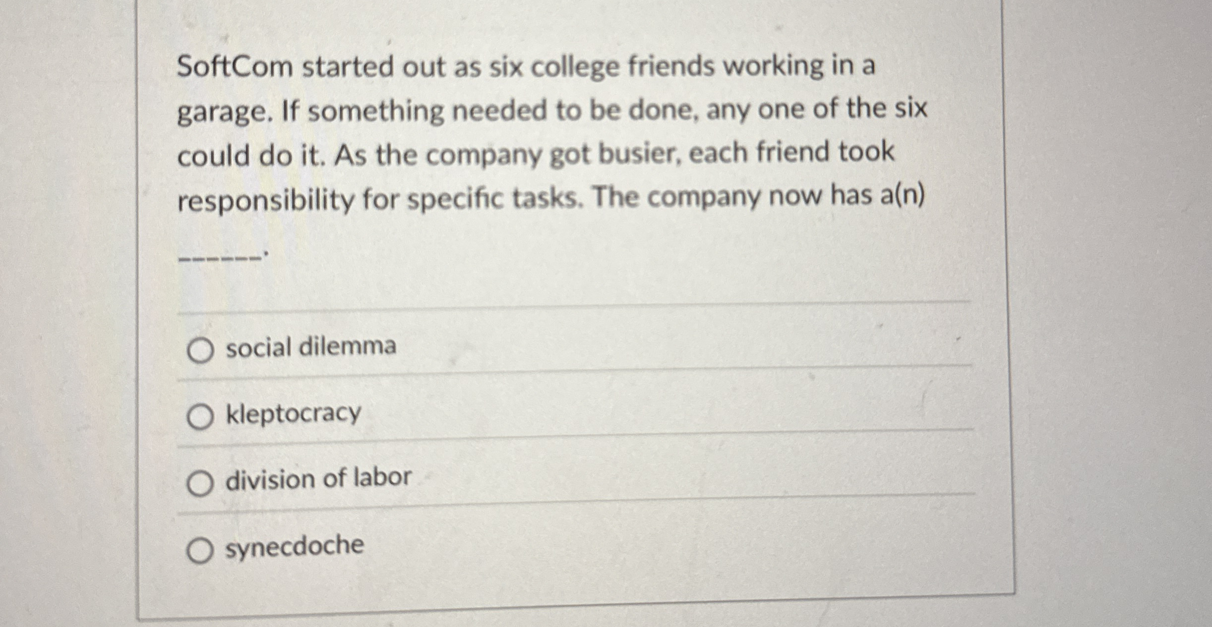  SoftCom started out as six college friends working in a garage.