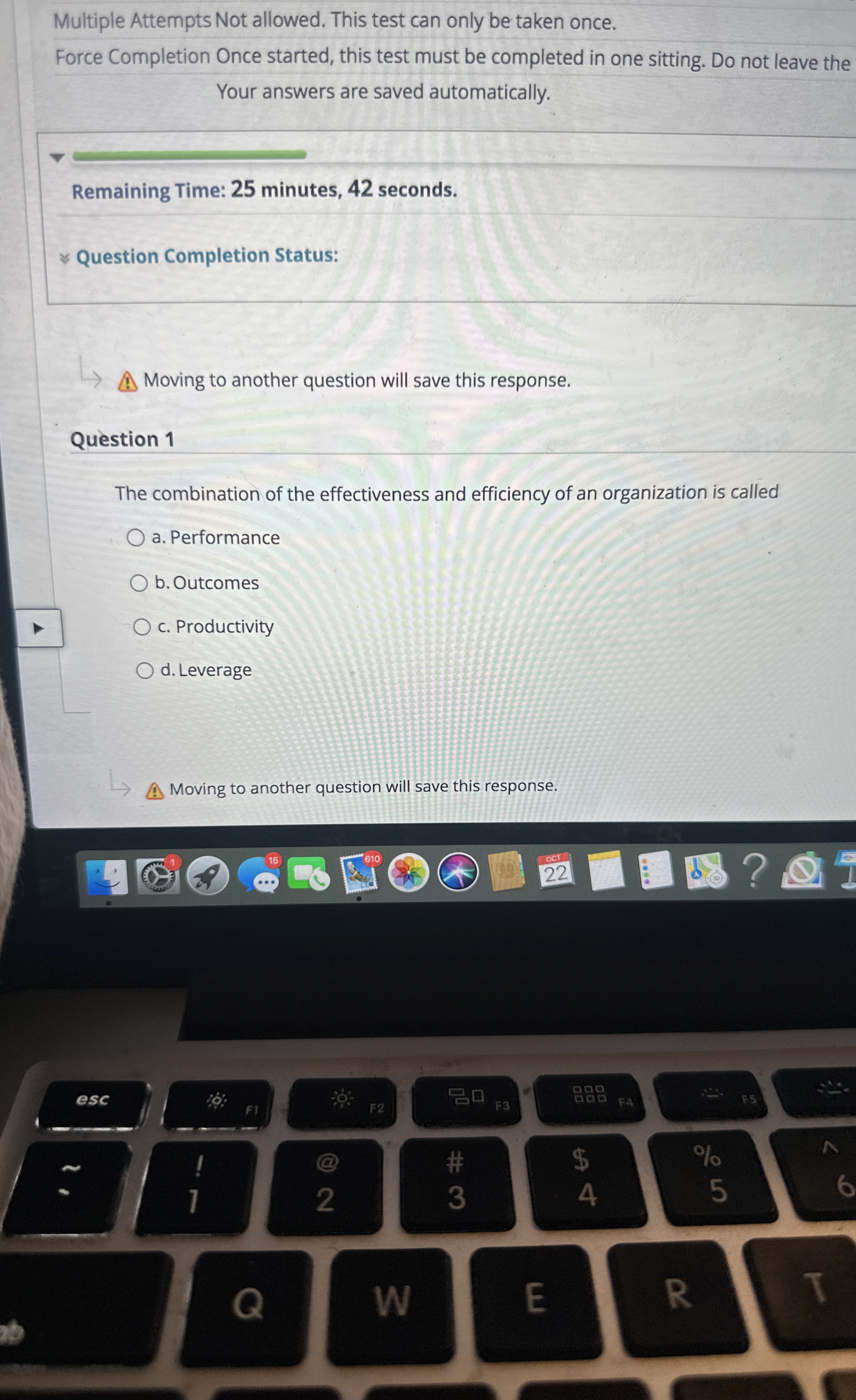 Multiple Attempts Not allowed. This test can only be taken once.