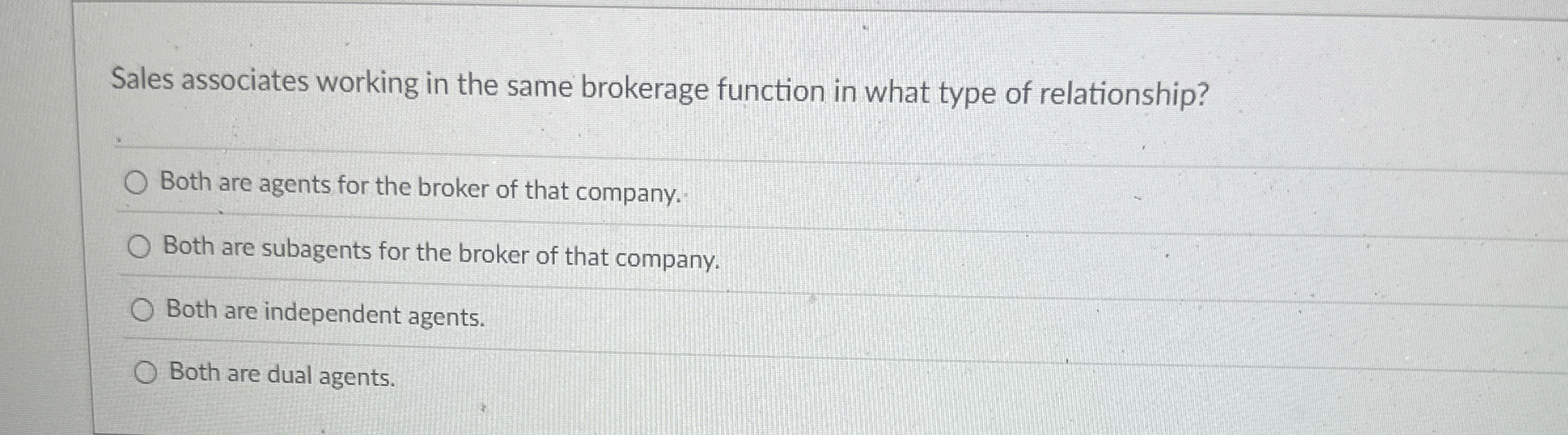  Sales associates working in the same brokerage function in what type