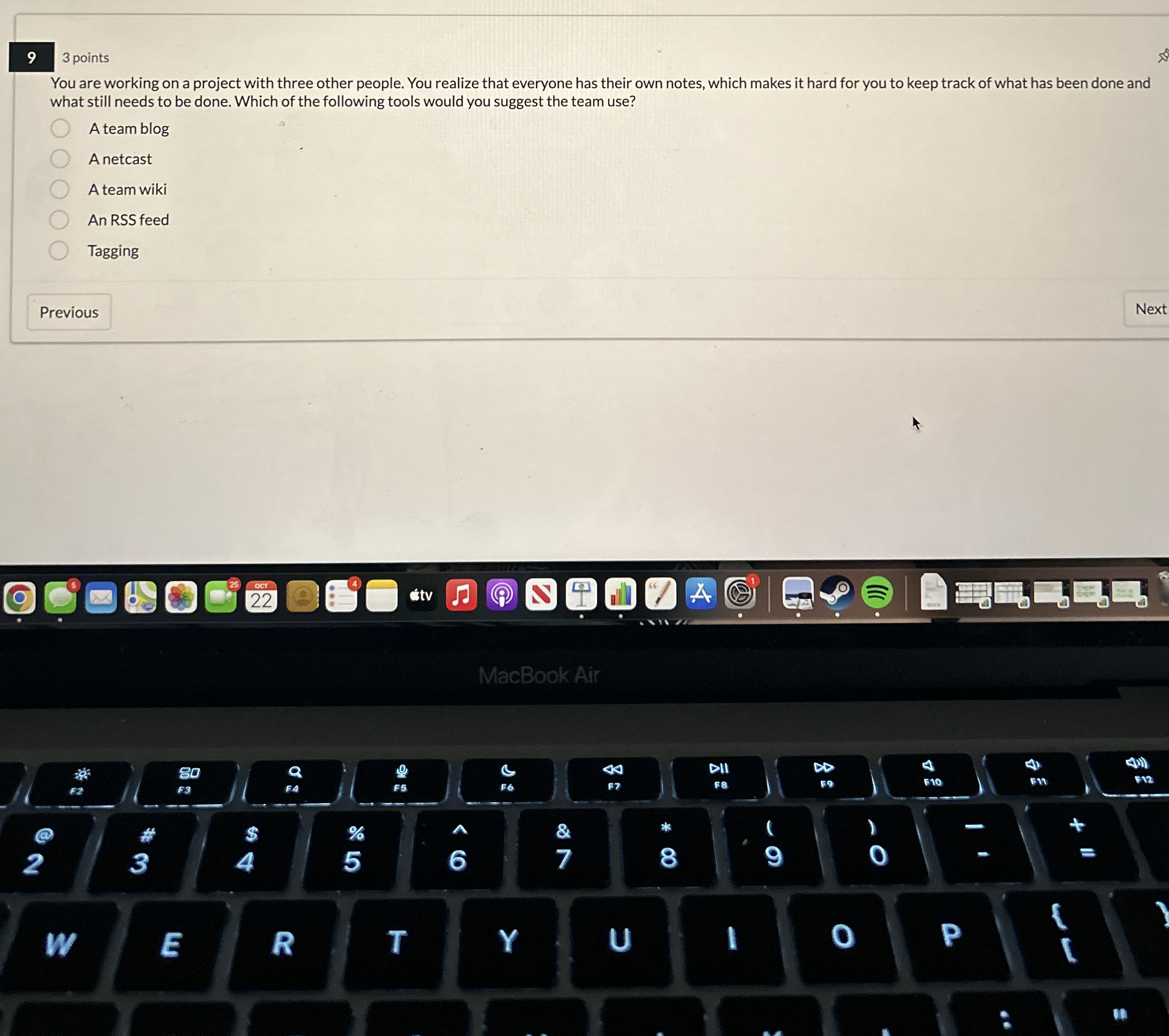  9 3 points You are working on a project with three