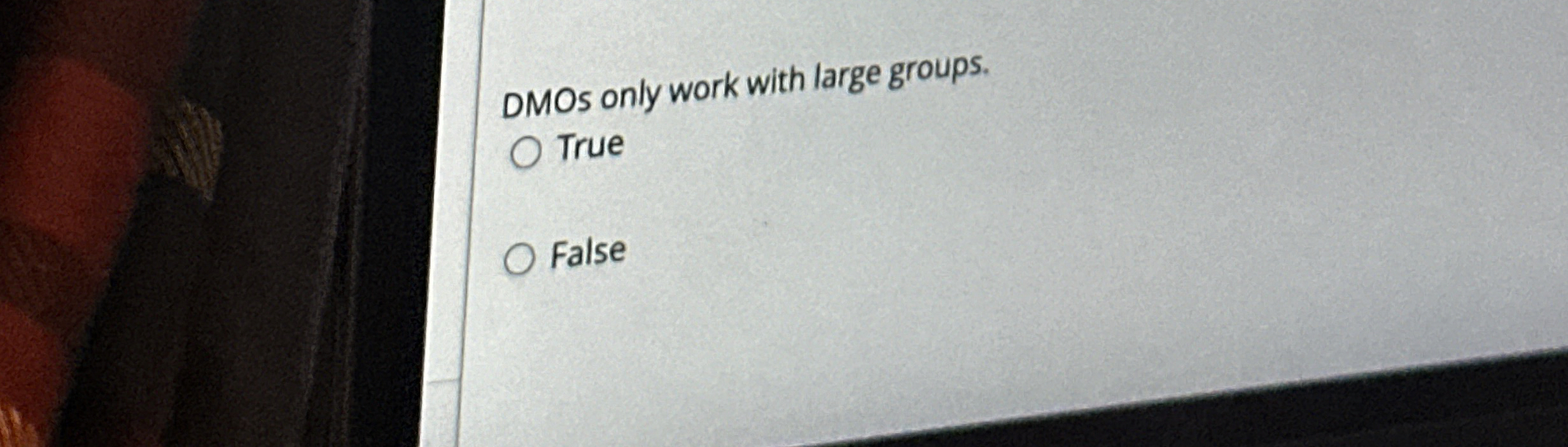  DMOs only work with large groups. True False 