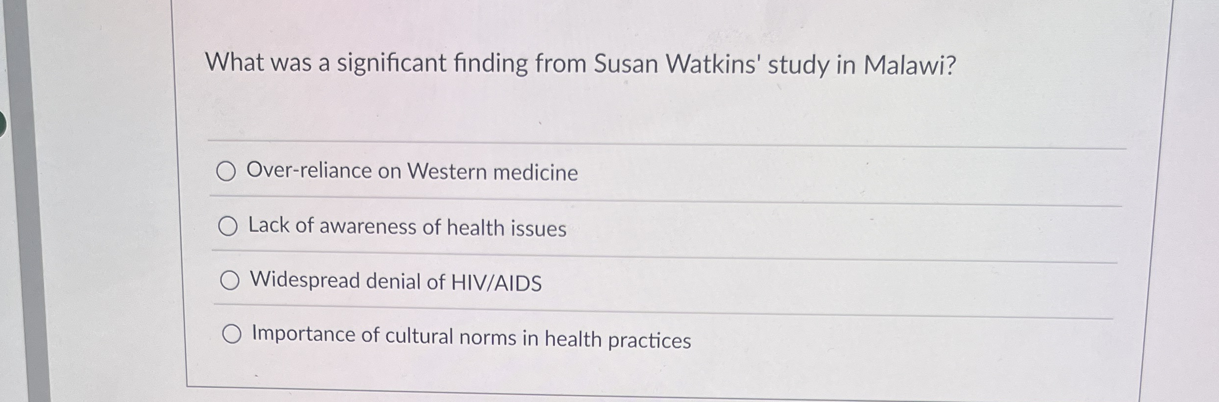  What was a significant finding from Susan Watkins' study in Malawi?