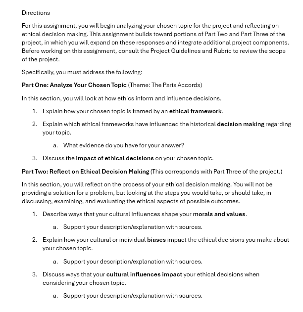  Directions For this assignment, you will begin analyzing your chosen topic