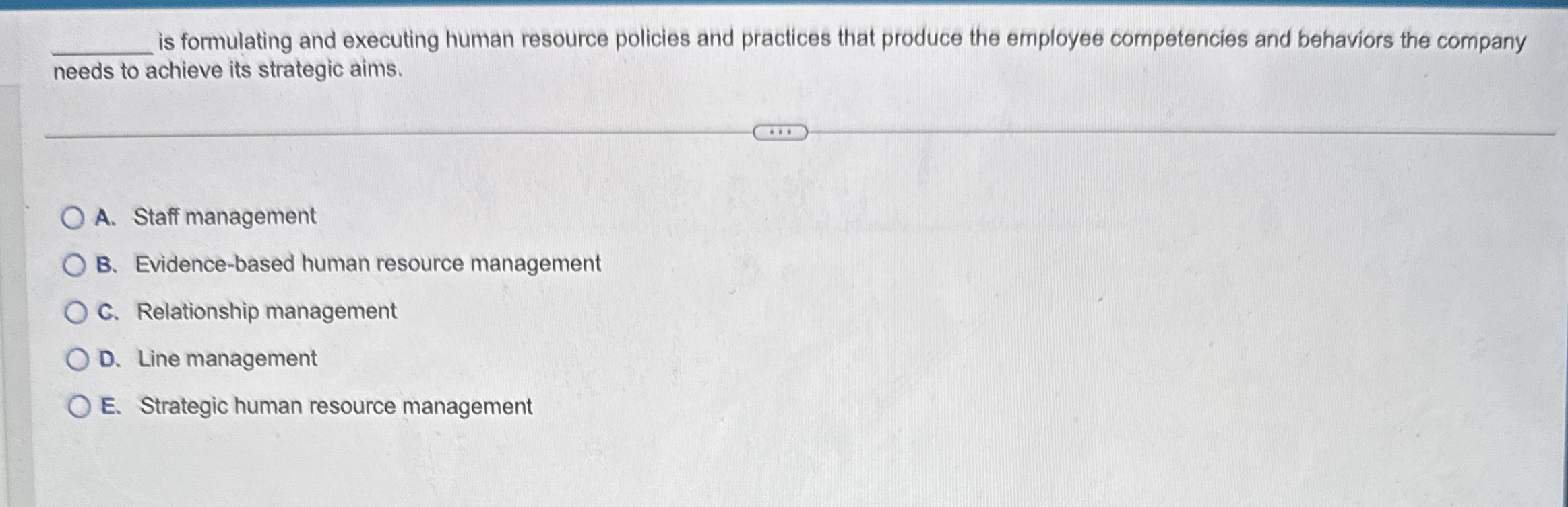  is formulating and executing human resource policies and practices that produce