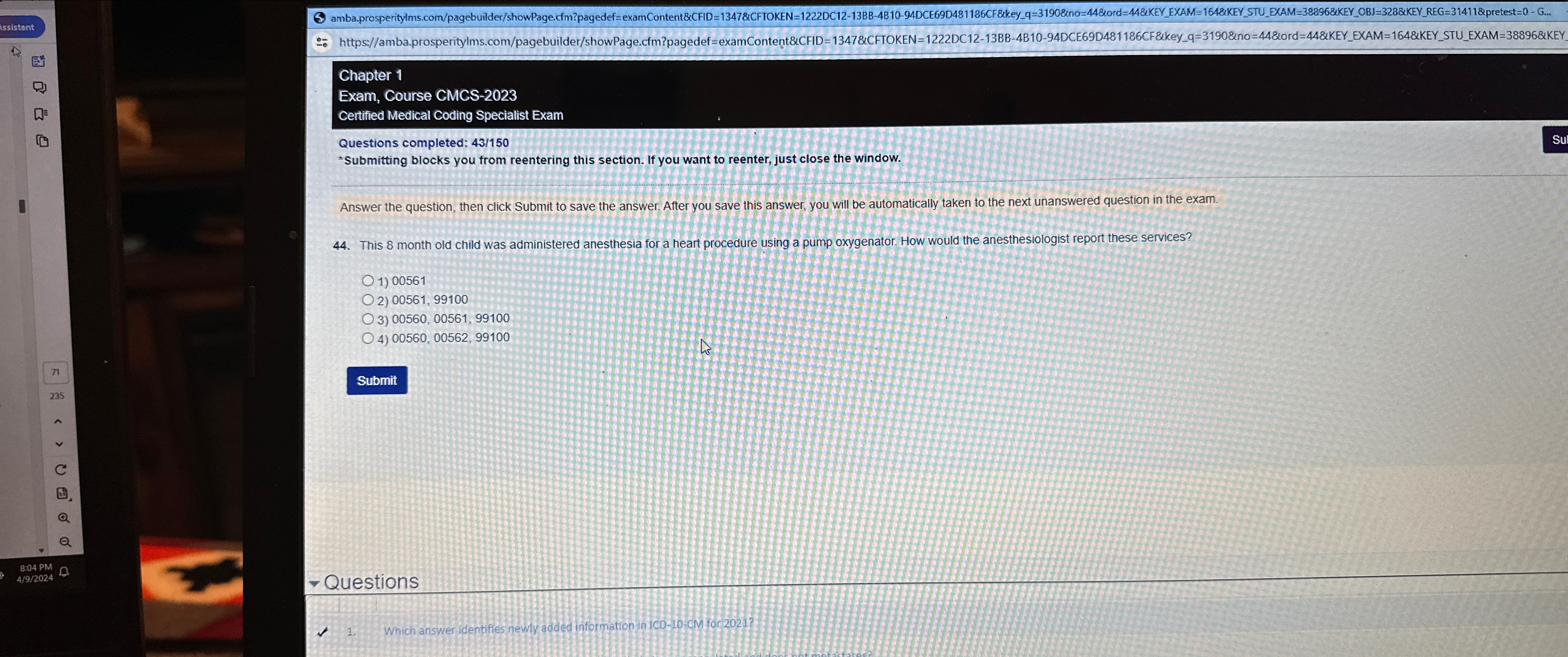  Chapter 1 Exam, Course CMCS-2023 Certified Medical Coding Specialist Exam Questions