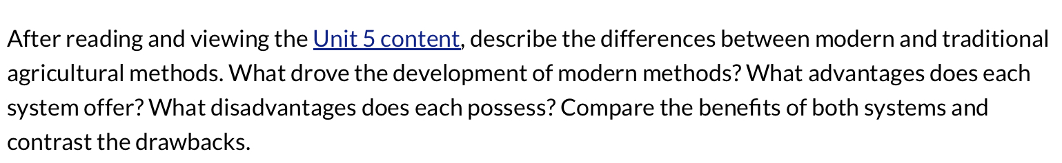  After reading and viewing the Unit 5 content, describe the differences