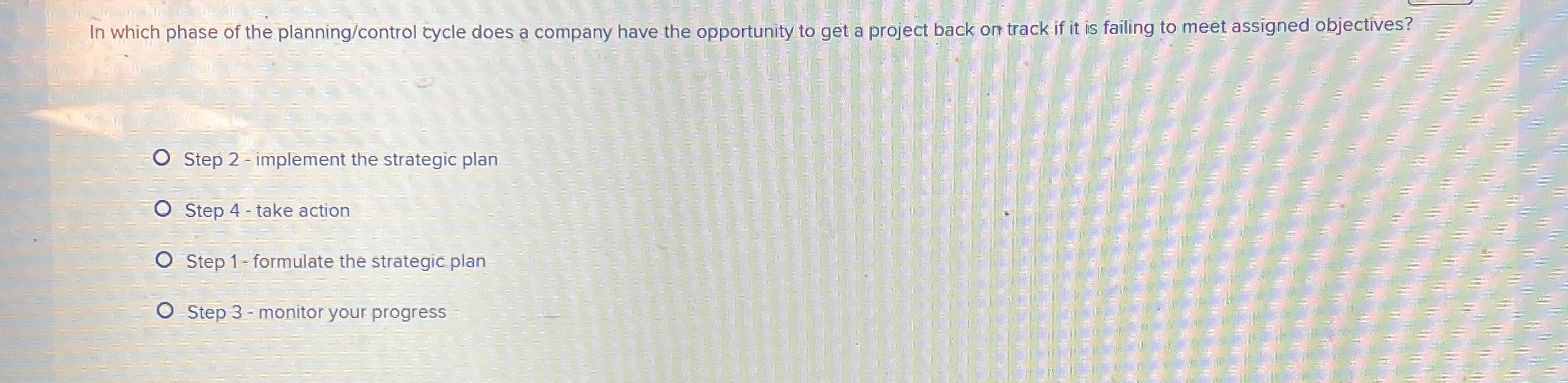  In which phase of the planning/control cycle does a company have