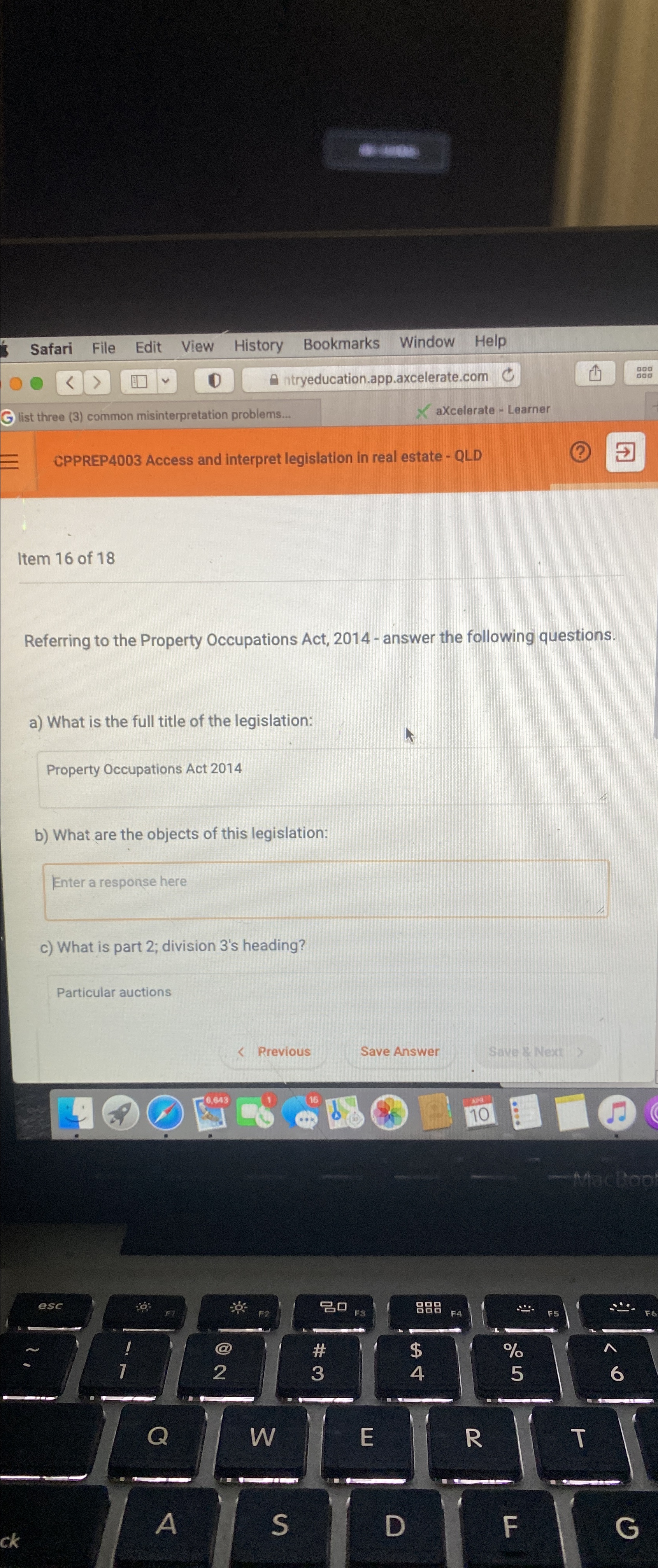  CPPREP4003 Access and interpret legislation in real estate - QLD Referring