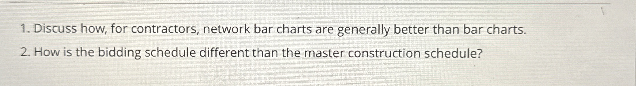  How is the bidding schedule different than the master construction schedule?