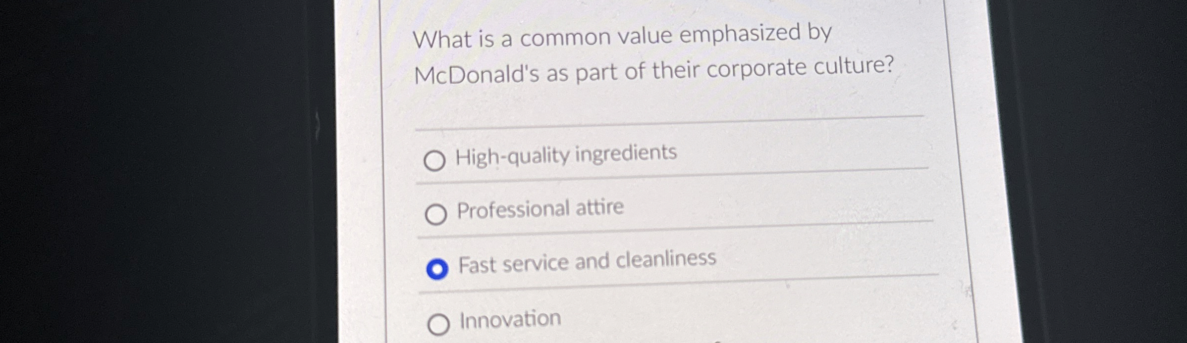  What is a common value emphasized by McDonald's as part of